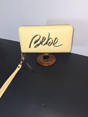 bebe Yellow Gianna Wristlet Wallet